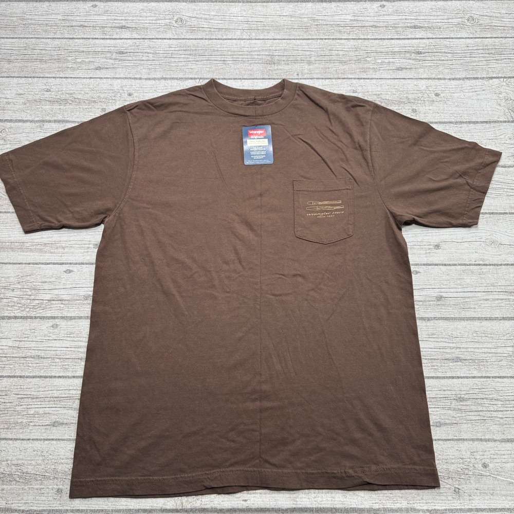 NEW Wrangler T-Shirt Men's Medium Brown Pocket Short Sleeve Graphic Streetwear